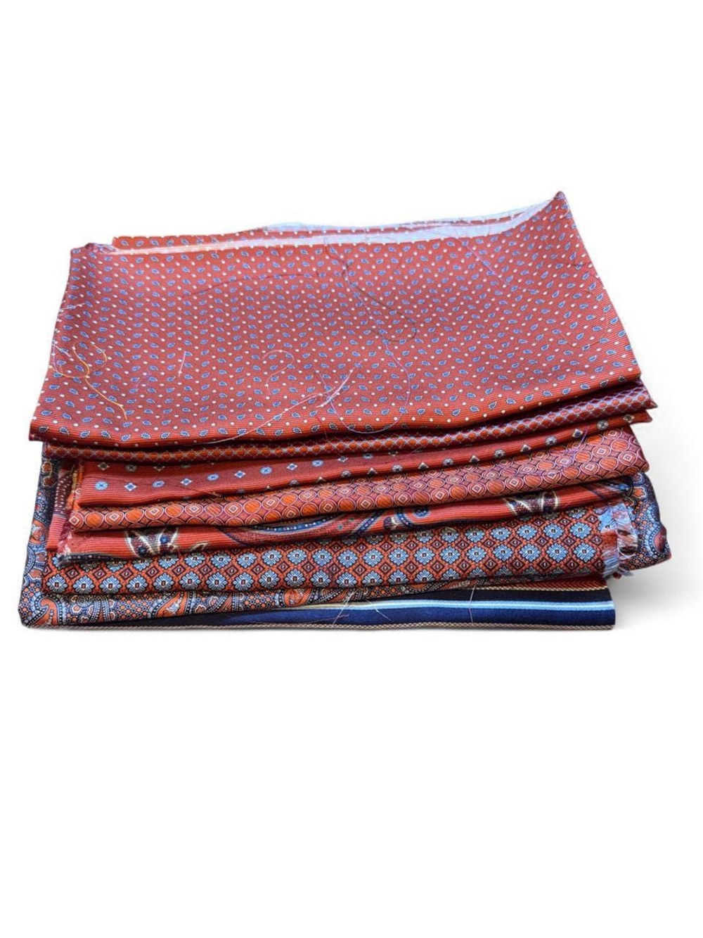 8pc bundle lot Orange 100% Italian silk fabric remnants
